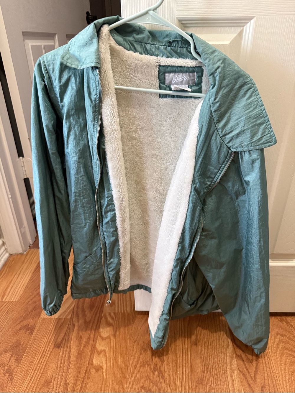 Vintage Blair Mint Green Sherpa-Lined Bomber Jacket